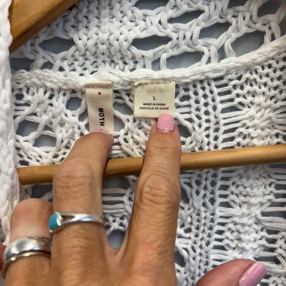 Moth Anthropologie large sweater Open-Knit Cardigan boho - Picture 3 of 10